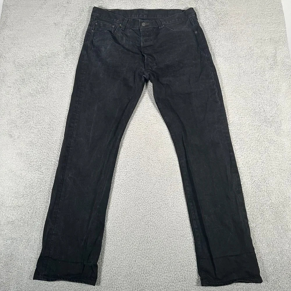 Levis Jeans Mens‎ Size 36x33 Black Faded 501 Original Fit Button Fly Denim *Read